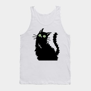 Curious Fluffy Black Cat Tank Top